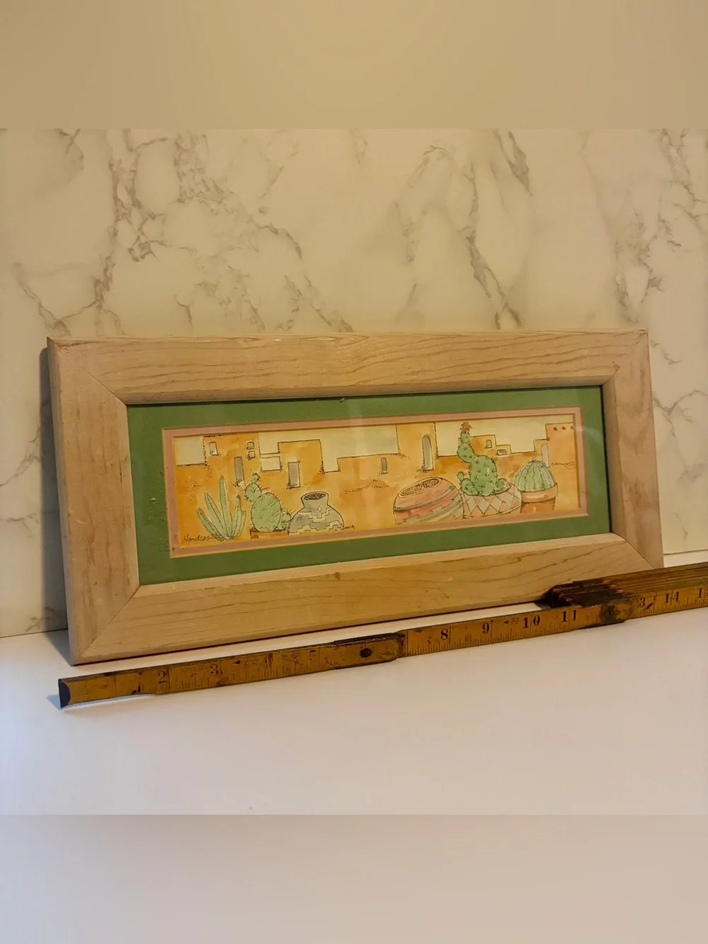 Source Unknown Southwestern Cactus and Pottery Wall Art in Green and Tan